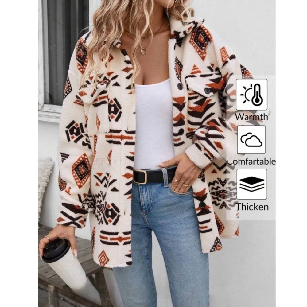Boho Aztec Teddy Jacket - Picture 3 of 5